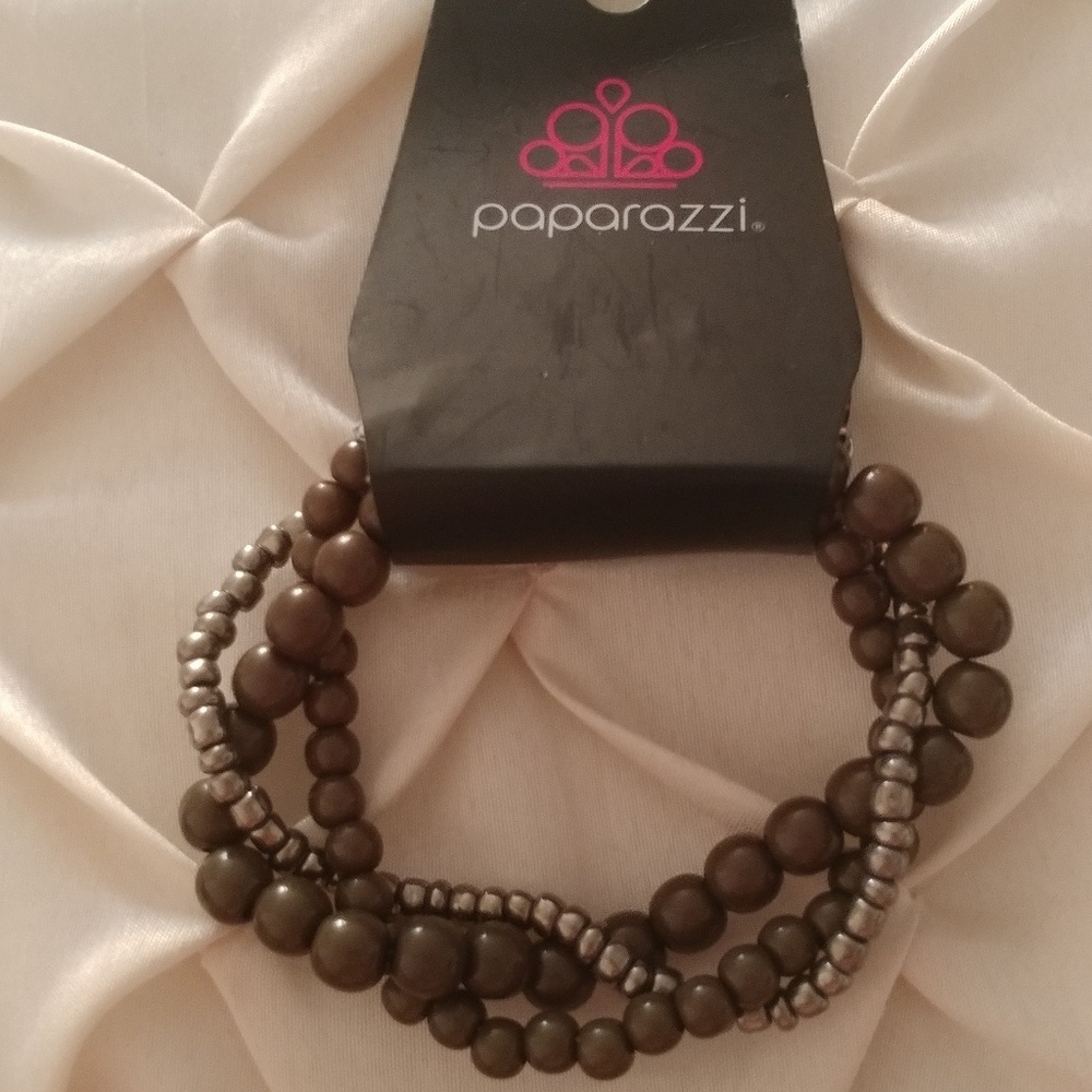 Olive Green and Silver Braided Bracelet